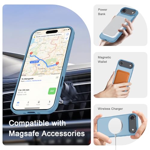Image of YENAPOON for iPhone Air Case, Matte Magnetic Phone Cover [with 1 Screen Protector] [Support for MagSafe] [Shockproof Military Grade Protection] Translucent Frosted Back, Lavender Purple