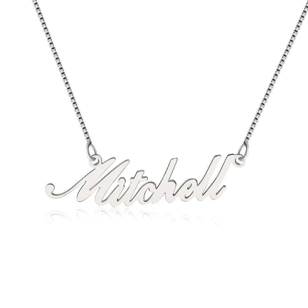 Lutilo 925 Sterling Sliver Custom Name Necklace Personalized Initial Necklaces Pendant Jewelry Gift for Her, Metal