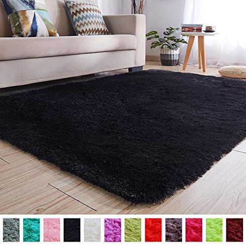 PAGISOFE Soft Kids Rug Nursery Decor Bedroom Living Room Carpet 4' x 5.3',Black