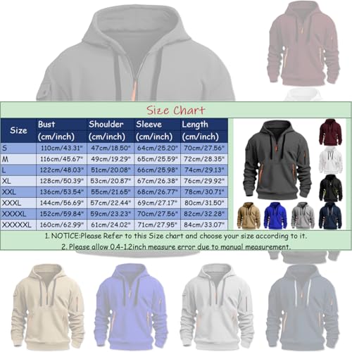 Hoodies for Men Quarter Zip Up Pullover Vintage Work Hoodie with Pockets Military Tactical Construction Sweatshirt4