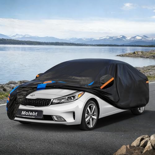 Image of Custom Fit Car Cover for Kia Forte (2017-2026) Waterproof, Upgraded Waterproof All Weather Outdoor Auto Cover with Driver Door Zipper & Mirror Pockets, UV /Snow /Dust Protection