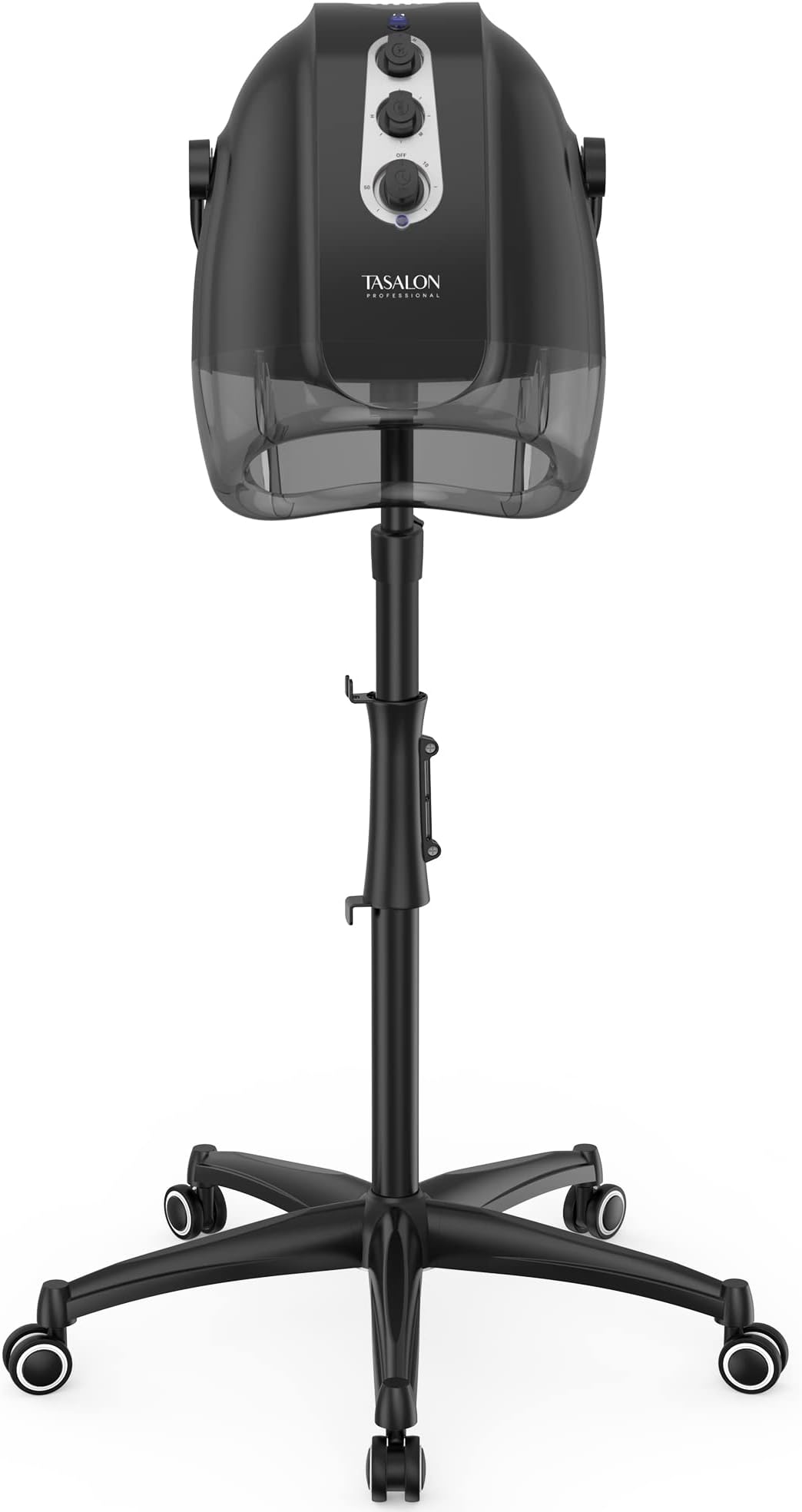 Ionic Hooded Hair Dryer, Gray - Professional Bonnet Hair Dryer for Home and Salon with 3 Temperature Settings, Portable, Lightweight, Adjustable Height and Wheels, 1000W, 120V AC, 60 Min Timer