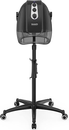 TASALON Ionic - Secador de pelo con capucha, color gris, secador de pelo profesional para el hogar y el salón con 3 ajustes de temperatura,