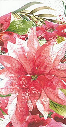 Serviettes en papier 21,6 x 11,4 cm triple épaisseur Amaryllis & Poinsettia