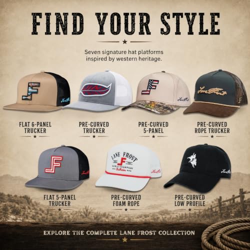 Image of Lane Frost Flat 6-Panel Western Trucker Hats for Men & Women