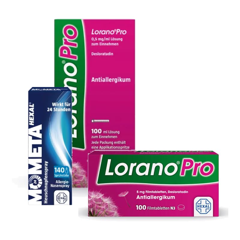 Lorano®Pro 5 mg Allergietabletten + MometaHEXAL® Heuschnupfenspray + Lorano®Pro 0,5 mg/ml Lösung zum Einnehmen