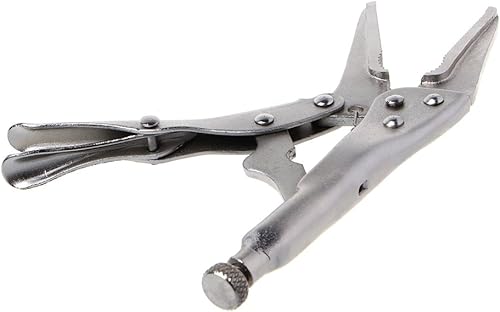 Miniatura 4 de Tegongse Alicates de bloqueo de 7 pulgadas, pinzas de bloqueo de mandíbula recta de nariz larga Abrazadera de agarre de tornillo de banco
