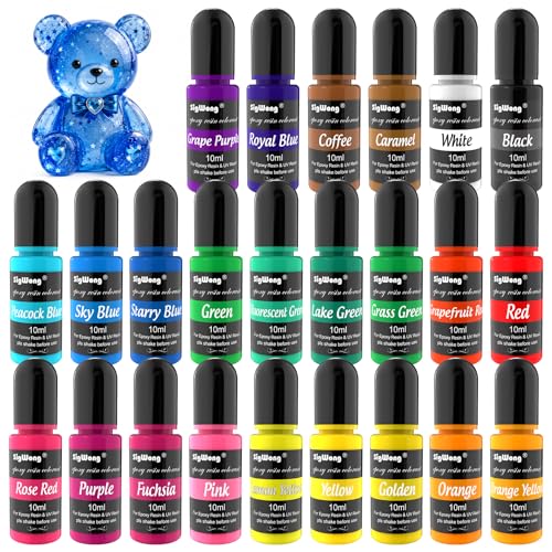 Epoxy Resin Pigment - 24 Color Liquid Colorant, Highly Concentrated Dye for DIY Jewelry Making, Paint, Craft - 0.35oz/10ml Each