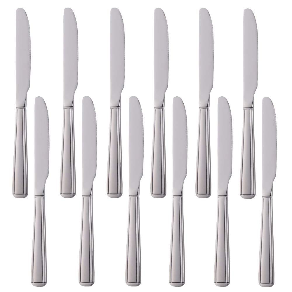 Buyer Star Ensemble de 12 couteaux à dessert, couverts en acier inoxydable argenté pour restaurant d'hôtel ou maison