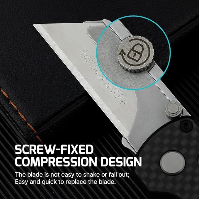 Image of OKNIFE Otacle U1 Folding Utility Knife, Quick Change Box Cutter with Rail Lock, EDC Razor Knife with Pocket Clip for Office, Factory (Green Micarta)