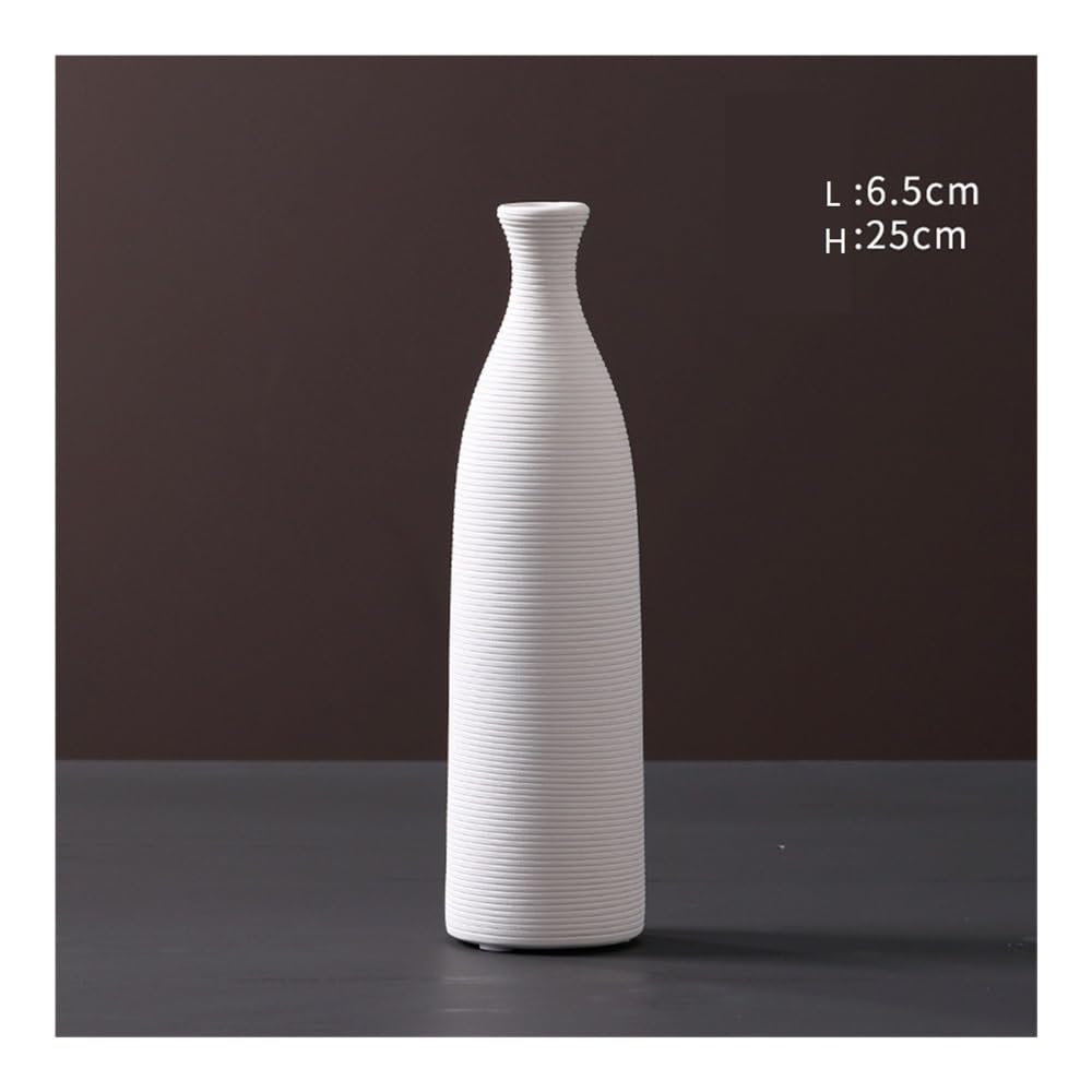 Wazon na kwiaty, Zestaw 4 białych, gładkich ceramicznych wazonów w stylu vintage z zarodkami, dekoracja stołu salonie