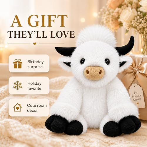 Image of JDF 5lbs Highland Cow Weighted Stuffed Animals, 16in Giant Highland Cow Gift Plush Toy, Adorable Stuffed Animal Adults & Kids Highland Cattle Plushie Pillow Decor
