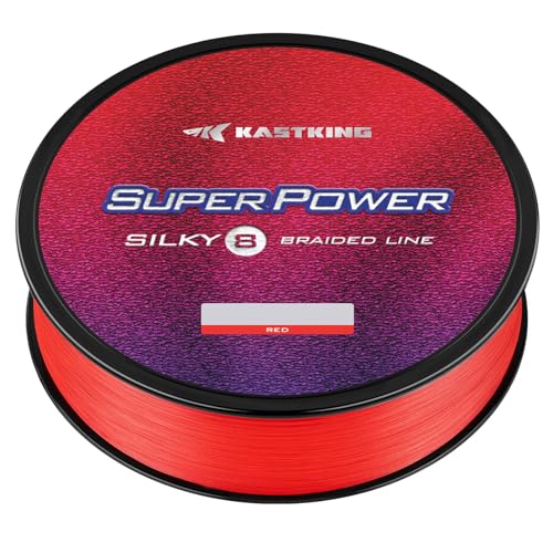 KastKing Superpower Silky8 Braided Fishing Line, Red, 8 Strands, 15 LB, 300 Yds
