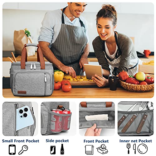 Miycoo Insulated Lunch Bag For Women Men Reusable Lunch Box For Office Work - Leakproof Soft Adults Lunch Cooler Bag With Adjustable Shoulder Belt Grey #TOP2