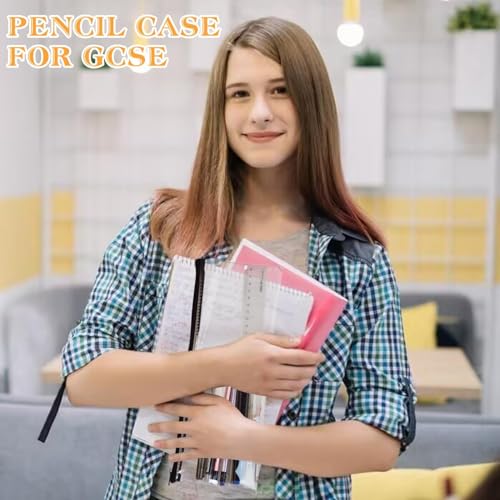 Surcotto 32cm Clear Pencil Case for Exams, 30 cm Ruler Included, Large Long Transparent See Through Pencil Case for GCSEs, 1 Pcs, 32cm Clear-Black