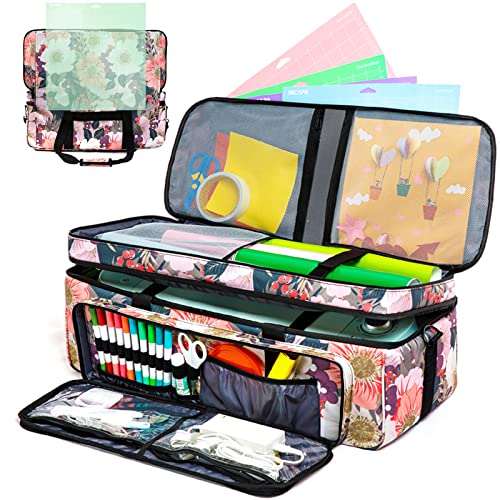 IMAGINING Double-Layer Carrying Case Bag with Dust Cover for Cricut Die Cut Machine, Carrying Bag with Cutting Mat Pocket, Organization and Storage Tote Bag Compatible with Cricut Explore Air, Air 2, Maker and Maker 3