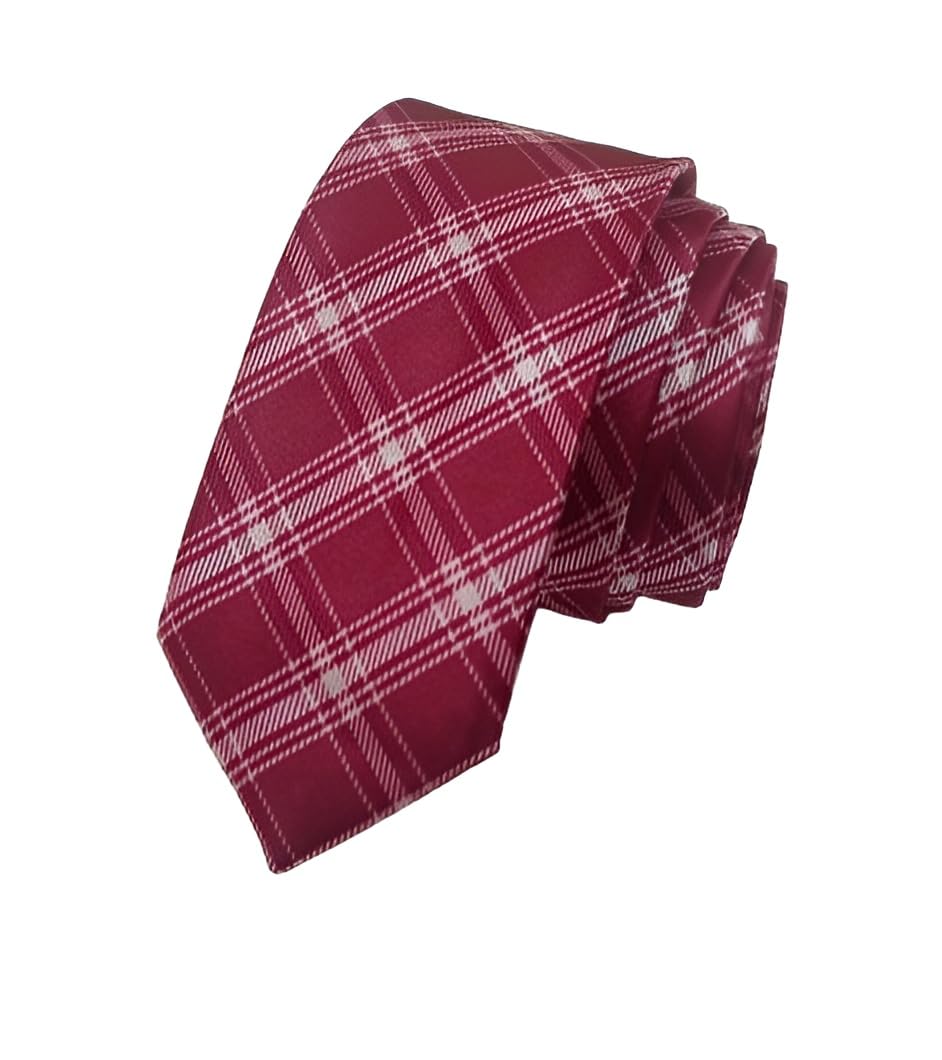 justin dustin Tie for Men, Pink Plaid Pattern, Slim Formal Satin Necktie for Office and Casual Wear,Width 2.5 inch-picture-17