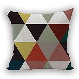 Nunubee Housse De Coussin Réseau Colorblock Bohême Géométrique Canapé décoratif scandinave Chambre Taie d'oreiller Sofa, Triangle 9 45x45CM