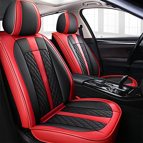 Custom Leather Car Seat Covers Fit for Chevrolet Malibu Maxx 2004-2007 with Waterproof Non-Slip Vehicle Cushion Cover Compatible Airbags Car Interior Accessories(2 Front Seats Standard/Black red)