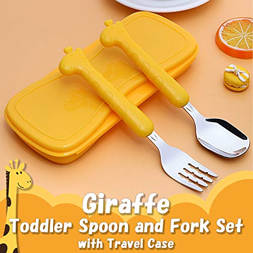 Toddler Utensils Kids Spoon And Fork Set 18/8 Stainless Steel Silverware Bpa Free Cute Giraffe Child Flatware With Travel Case For Age 3+ #TOP1
