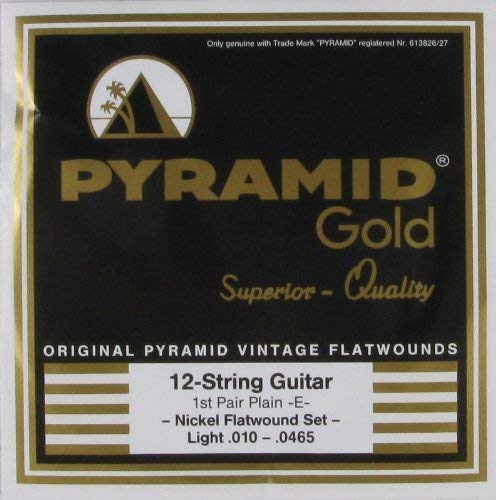 Pyramid Corde per chitarra elettrica a 12 corde, in nichel cromato dorato, con rivestimento piatto, .010 - .0465