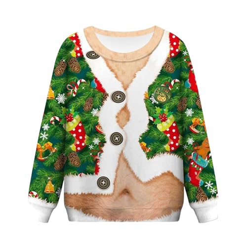 Generic Ugly Christmas Sweaters For Men Crewneck Sweatshirt Novelty 3D Graphic Print Long Sleeve Holiday Party Xmas Sweatershirts Camouflage cover