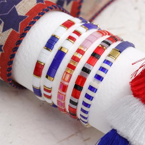 Sonateomber Tila Flat Beaded Stretch Bracelets for Women, Trendy Stackable Colorful Beads Bracelet Outfit Accessories Jewelry Gift4