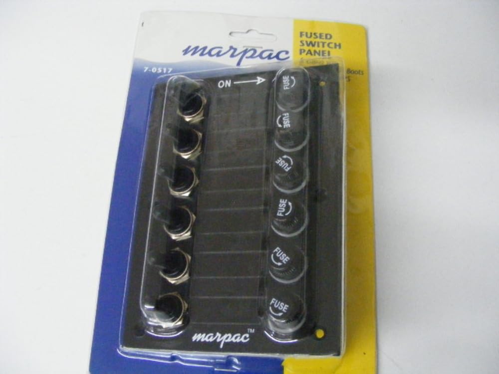 Marpac Toggle Switch Panel-Fuse 15A 12V 6 Gang Black 4.5