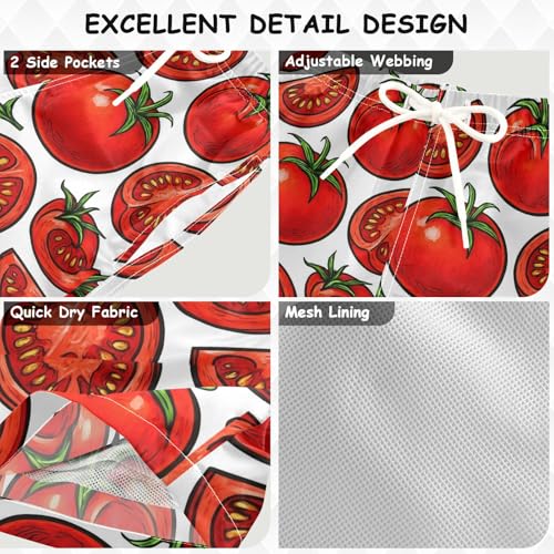 DOMIKING Tomato Slice White Toddler Boys' Swim Trunks Mesh Lining Swim Shorts for Beach Pool Gym Adjustable Waist 2T3