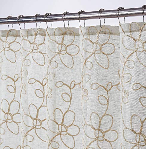 Dainty Home Rita Embroidered Fabric Shower Curtain, Linen/linen, W 70" x L 72" (1 Panels) - Image 2