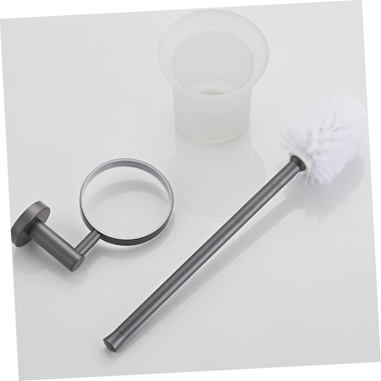 Wall-Mounted Toilet Brush Set Glass Base Easy Clean Hygienic Modern Design for Bathroom