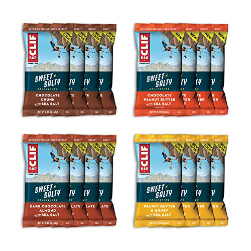 Clif Bars - Energy Bars - Sweet & Salty Variety Pack - Made with Organic Oats - Vegetarian Food- Care Package - Kosher - Includes Chocolate Peanut Butter with Sea Salt (2.4 Oz Protein Bars, 16 Count)