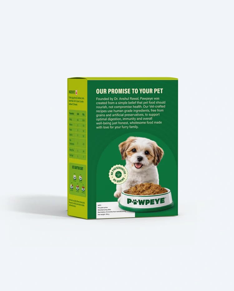 Pawpeye Wet Dog Food Weekly Box-Chicken & Broccoli Flavour | 7 Packs x 100g, 700g | for Adult Dogs & Puppies | Vet-Formulated, Human-Grade, Grain & Preservative-Free, 100% Natural