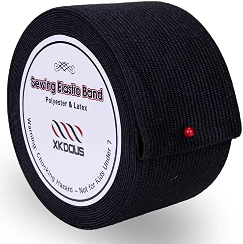 XKDOUS Elastic Band for Sewing, Black 2 Inch 7 Yards Knit Elastic Bands for Sewing Waistband and Pants Waist, High Elasticity