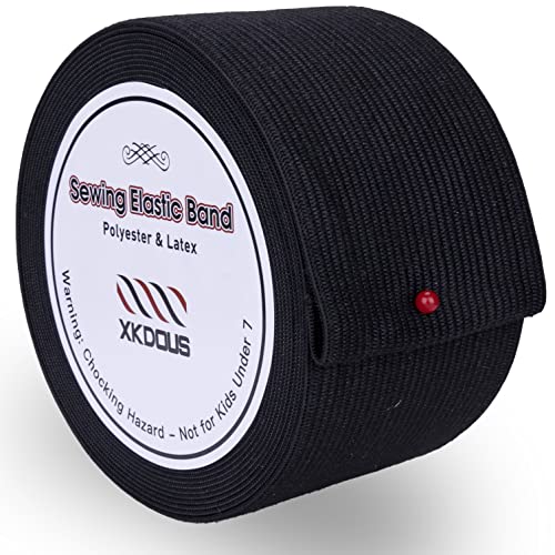 XKDOUS Elastic Band for Sewing 2 Inch 7 Yards Black Knit Elastic Bands for Sewing Waistband Clothes and Pants Waist High Elasticity