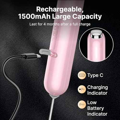 Image of InstaWhisk Milk Frother with Variable Speed, Rechargeable Coffee Frother Wand with Detachable Double Whisk, Handheld Electric Stirrer for Latte, Cappuccino, Matcha, Almond Milk, Protein, Pink