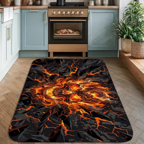 Alfombra de calavera gótica rectangular con llamas para decoración de salón 4