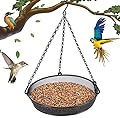 Hanging Bird Feeder, Bird Feeder Hanging for Garden Yard Outside Hanging Bird Feeder Tray - Metal Mesh Platform Feeders for Birds Outside Outdoors Hanging for Attracting Birds - Genuine