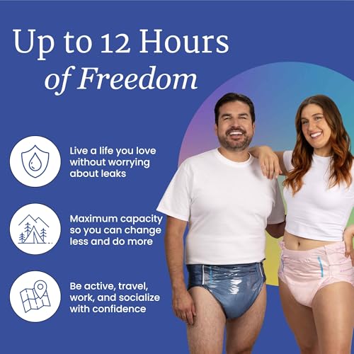 NorthShore MegaMax 12-Hour HBL Adult Diapers for Heavy Bladder Leaks, Medium, 10 Count, White, 32-44 inches, Tab-Style Incontinence Underwear for Men, Women & Teens