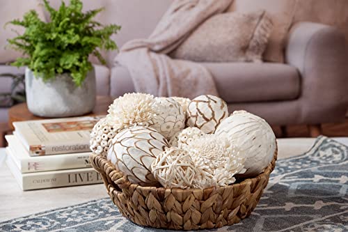 Image of ANDALUCA Large Decorative Balls Bowl Filler Decor Orbs White & Cream (Natural White)