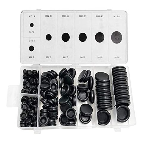 7Trees 170PCS Rubber Grommet Kit, Electrical Wire Gasket Firewall Solid Hole Plugs Assortment Cover