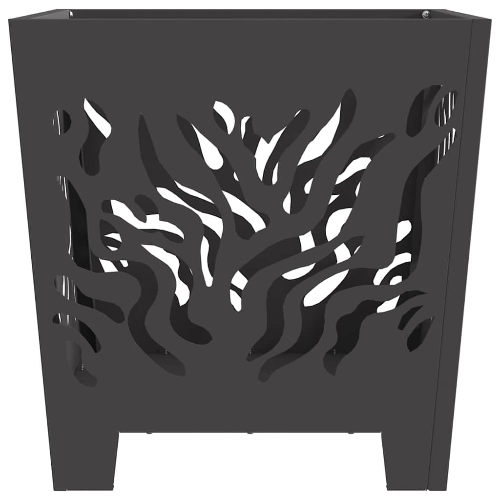 Brasero cuadrado negro 40 x 40 x 40 cm de acero, parrilla exterior para balcón, terraza, cesta de fuego resistente al calor con 600 ℃ para calor y atmósfera
