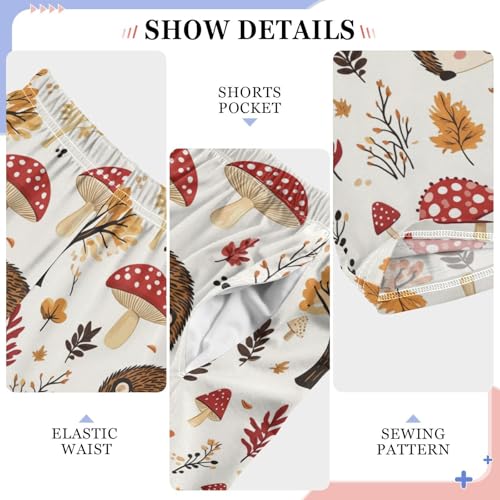 Pajama Bottoms, Autumn Pattern with Hedgehog Pajamas Pant Lounge Wear Sleep Long Pants Casual Sleepwear Pjs4