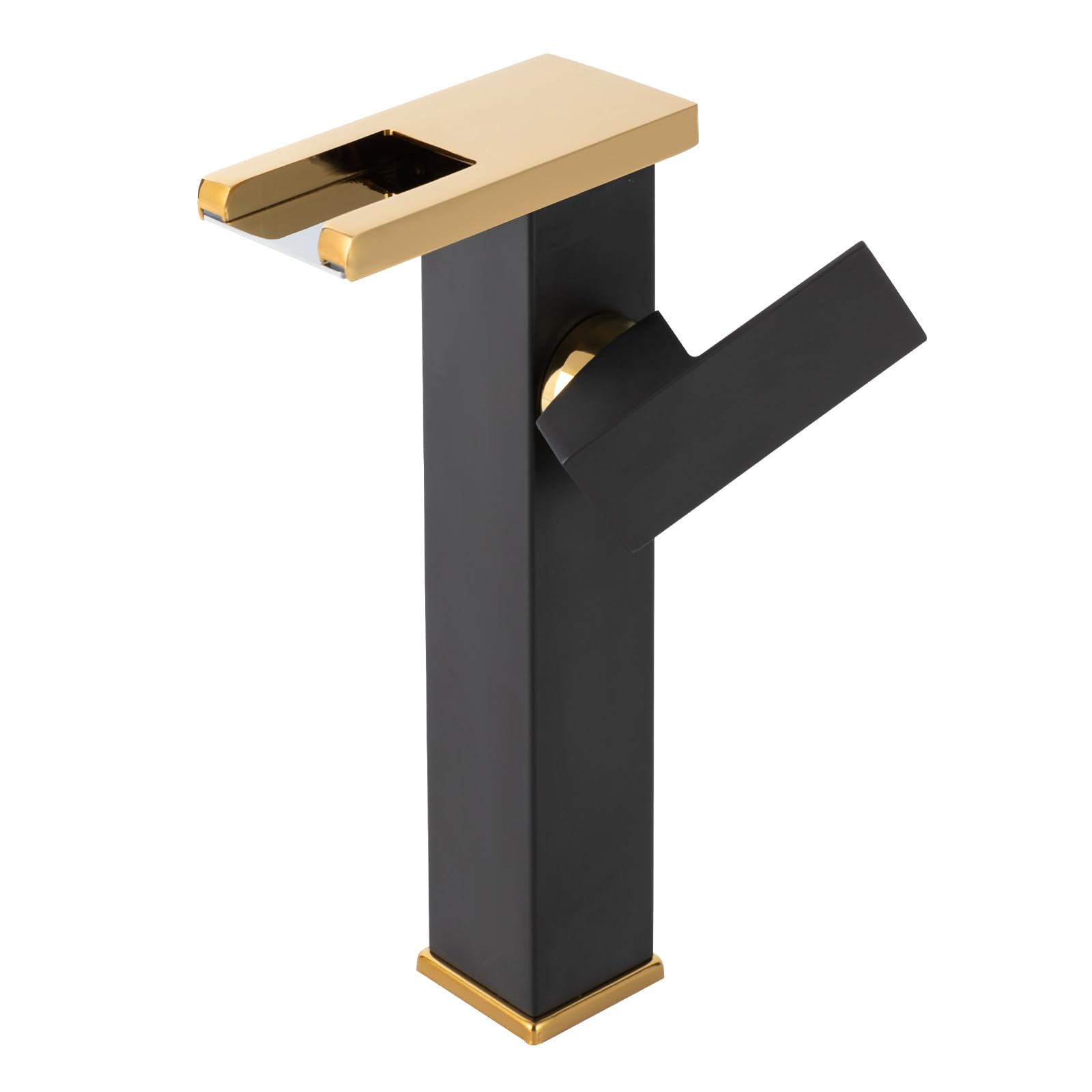 Robinet cascade LED - En acier inoxydable - Avec 2 tubes - Pour mitigeur de salle de bain - Noir et doré
