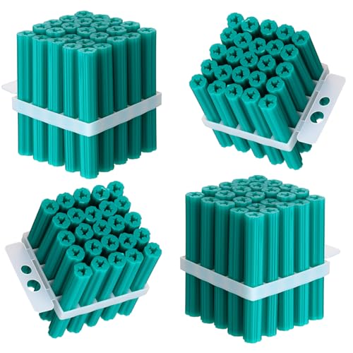 Lineshading 100 Pcs Anchors,1/4" X 2" for #10,#11, Or #12 Screws,Green
