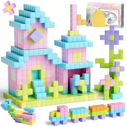 NLMWTI 80 peças blocos magnéticos construção crianças, blocos magnéticos construção crianças, brinquedo criativo Montessori para 3 4 5 6 7 8 9 10 anos Natal