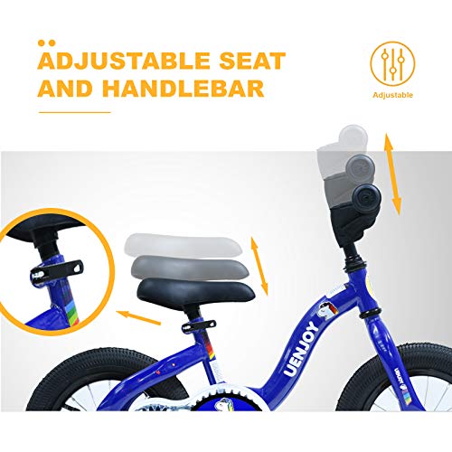 Uenjoy 2 in 1 Kids Bike & Balance Bike for 2-4 Years Old Boys & Girls, Easy to Assemble,W/Detachable Training Wheels 12” Starter Toddler Balance Bike Height Adjustable Bicycle,Blue - Thumbnail 7