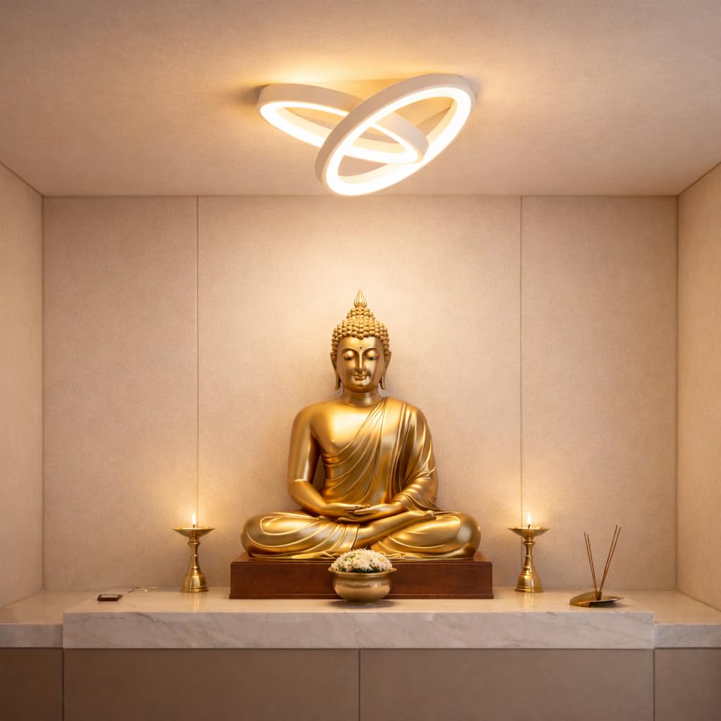 AeroHalo Orbit Circle 50W LED Ceiling Light for Living Room | 3-in-1 Colour Changing (Warm/Natural/Cool) Modern Ring Chandelier Lights | Flicker Free Ceiling Lamp for Hall, Bedroom & Home-image-20