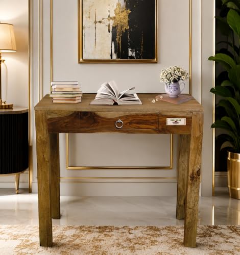 Image of Sheesham Wood One Drawer Folding Study Table for Living Room | Console Table | Provincial Teak Finish