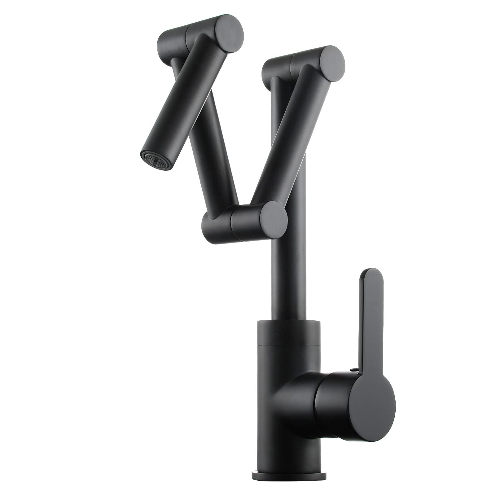 MXXQRHF Pot Filler Faucet Brass, Deck Mounted Kitchen Sink Faucet, Folding Kitchen Faucet Single Handle, Cold and Hot Water Kitchen Mixer Tap,Brushed Nickel (Black)